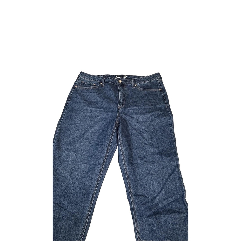 Seven7 Slim Straight Jeans‎ Womens 16 Dark Wash High Rise Stretch Denim Blue
